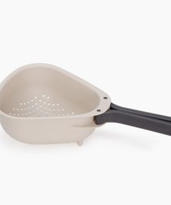 Droplet Large White Colander with Folding Handle