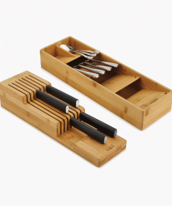 2-piece DrawerStore™ Bamboo Cutlery & Knife Organizer Set