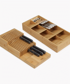 2-piece DrawerStore™ Bamboo Large Cutlery & Knife Organizer Set