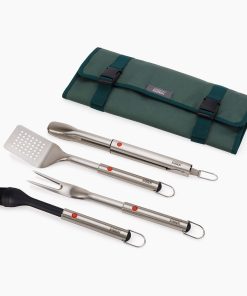 GrillOut™ 4-Piece Stainless-Steel BBQ Utensil Set with Storage Case