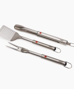 GrillOut™ 3-Piece Stainless-Steel BBQ Turner. Tongs & Fork Set