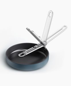 Space Folding Handle Ceramic Non-stick 8 Blue Frying Pan
