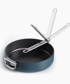 Space Folding Handle Ceramic Non-stick 3.8 Qt. Blue Sauté Pan