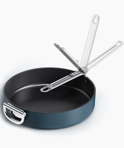 Space Folding Handle Ceramic Non-stick 4.4 Qt. Blue Sauté Pan