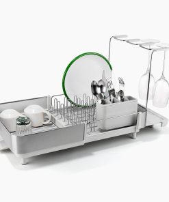 Extend™ Steel Plus Expandable Stone Dish Drainer with Wine Glass Rack