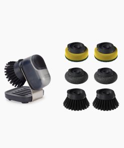 SinkTech™ Compact Soap Dispensing Dish Brush with Steel Stand & Extra Heads