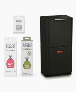 Totem Max 60L Black Waste & Recycling Trash Can Starter Set