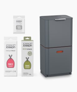 Totem Max 60L Gray Waste & Recycling Trash Can Starter Set