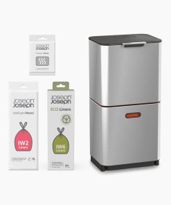 Totem Max 60L Stainless-steel Waste & Recycling Trash Can Starter Set
