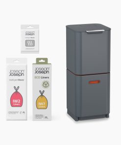 Totem Compact 40L Gray Waste & Recycling Trash Can Starter Set