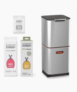 Totem Compact 40L Stainless-steel Waste & Recycling Trash Can Starter Set